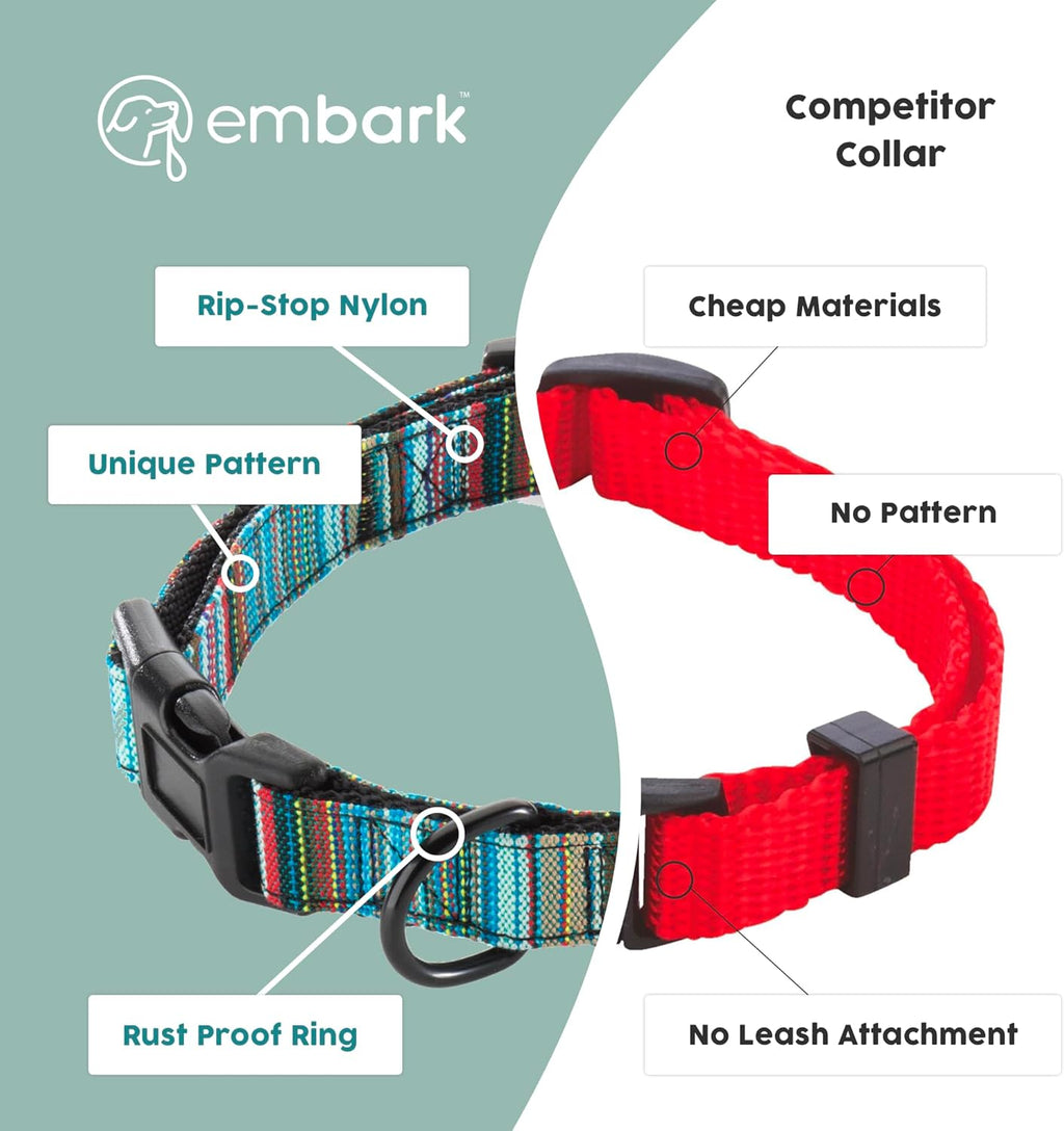 Embark Adventure Medium Dog Collar – Stylish, Durable Nylon, Adjustable & Comfortable, Strong Buckle