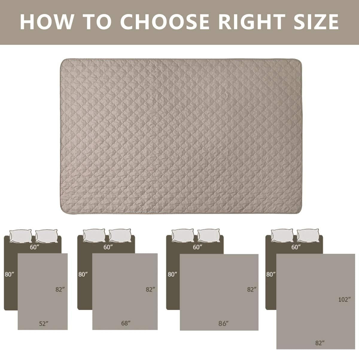 Dog Bed Cover Washable Pee Pads Dog Blankets for Puppy Large Dog Cat,Sofa Reversible Changing Pad Reusable 1 Piece（68"X82",Beige+Sand+Sand）