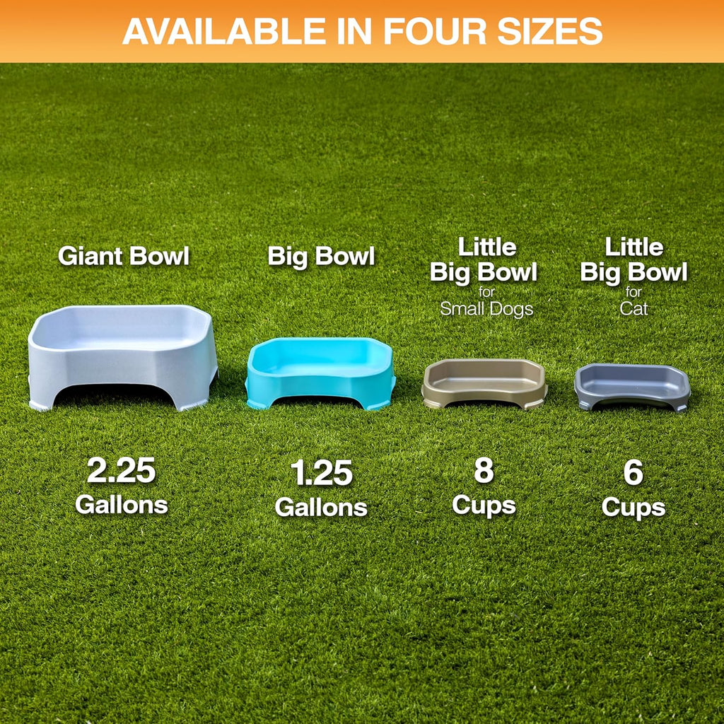 Extra Large Water Bowl for Dogs, Outdoor Dog Water Bowl (2.25 Gallon XL Capacity), Big Trough Style Food Dish for Indoors or Outside, No Spill Large Dog Bowls, Aquamarine