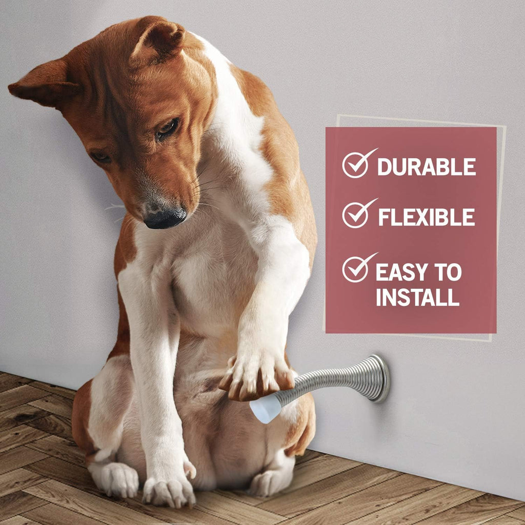 Jack N’ Drill (3 ⅛) Spring Door Stopper (7 Pack) W/ 3X Hinge Pin Door Stops | Flexi Heavy Duty Door Stops for Bottom of Door for Home, Office - Rustproof, Bendable Spring Steel & Durable Rubber Tips