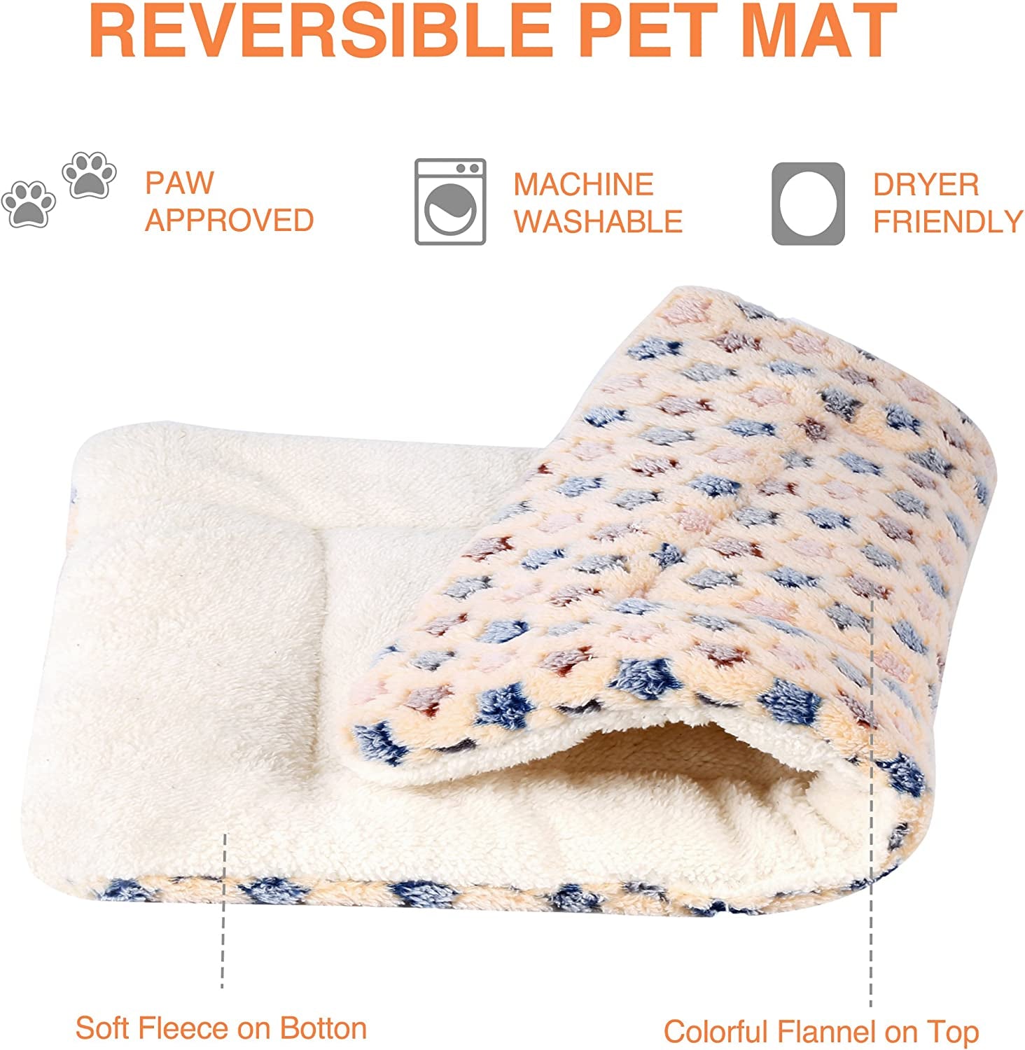 Dog Crate Pad - Ultra Soft Pet Bed with Cute Star Print, Washable Mat for Large Medium Small Dogs, Reversible Fleece Kennel Liner, Cat Bed 23 X 18 Inch Brown