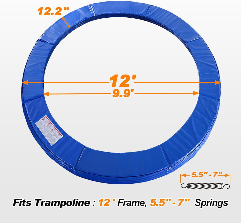 Trampoline Pad Replacement 16 15 14 13 12 10 8 Foot, Waterproof Safety Spring Cover round Frame Pad, No Hole for Pole