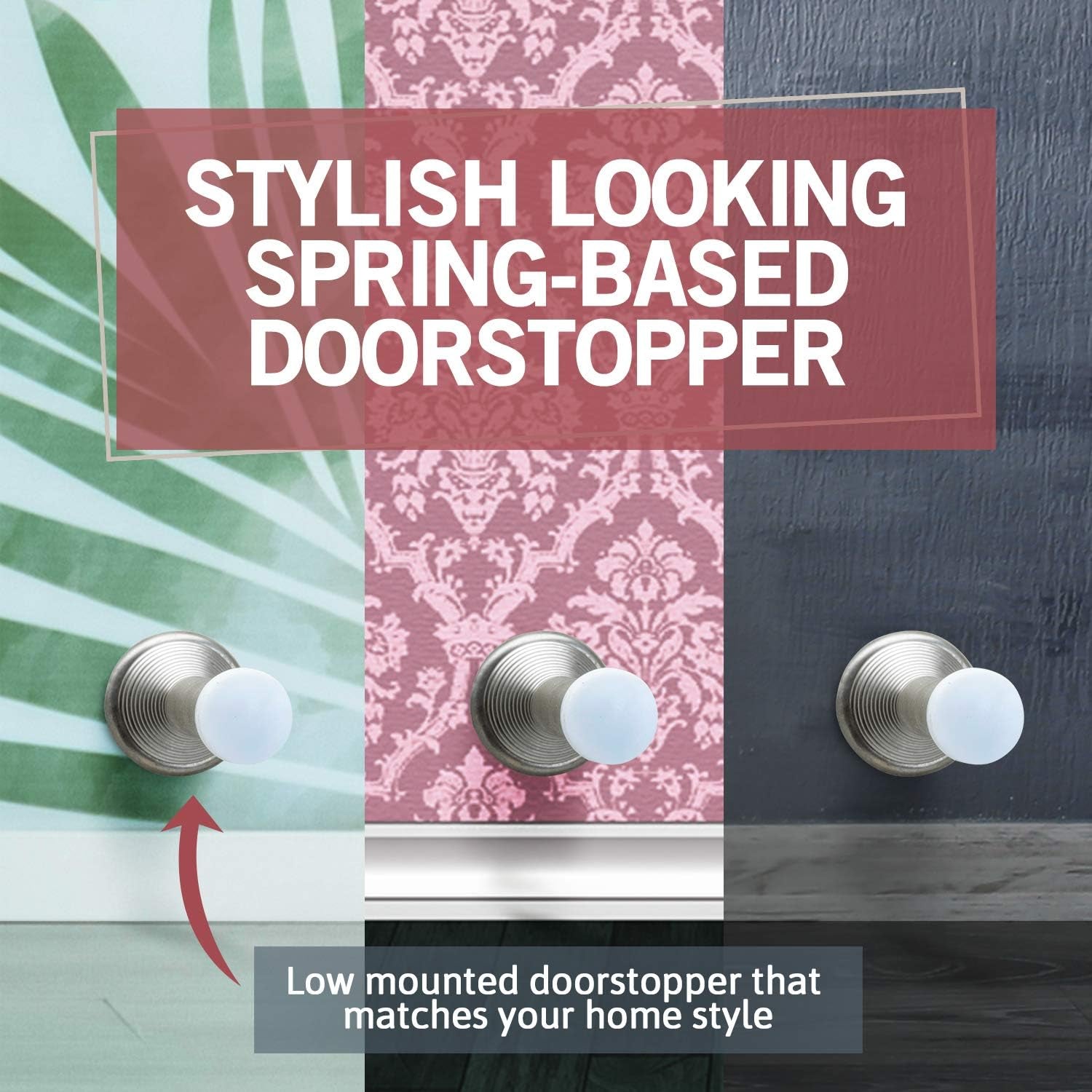 Jack N’ Drill (3 ⅛) Spring Door Stopper (7 Pack) W/ 3X Hinge Pin Door Stops | Flexi Heavy Duty Door Stops for Bottom of Door for Home, Office - Rustproof, Bendable Spring Steel & Durable Rubber Tips