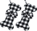 2 Pack Pet Dog Christmas Stockings Classic Buffalo Black White Plaid Large Bone Shape Hanging Christmas Stocking for Dogs Pets
