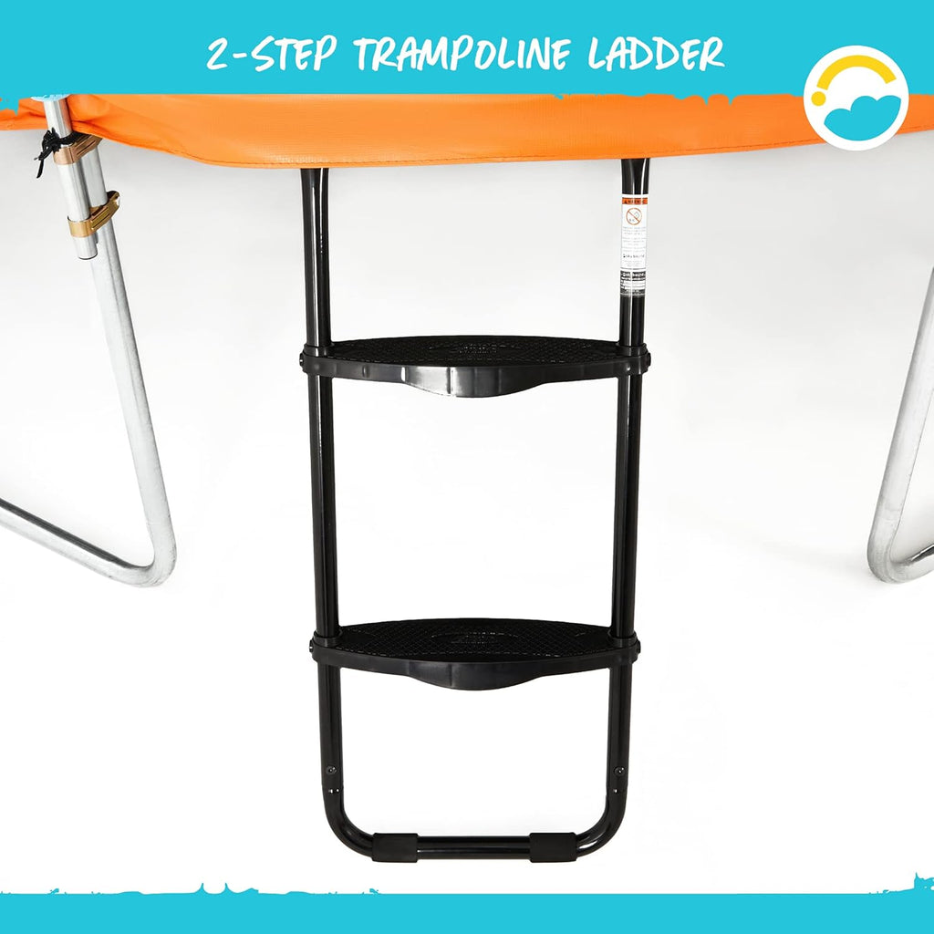 Universal 2 Step Trampoline Ladder - Easy Install Ultra-Durable Steel Trampoline Step Ladder for 32" to 40" Tall Trampoline Frames - 220 Lbs Capacity Stairs for Kids and Adults