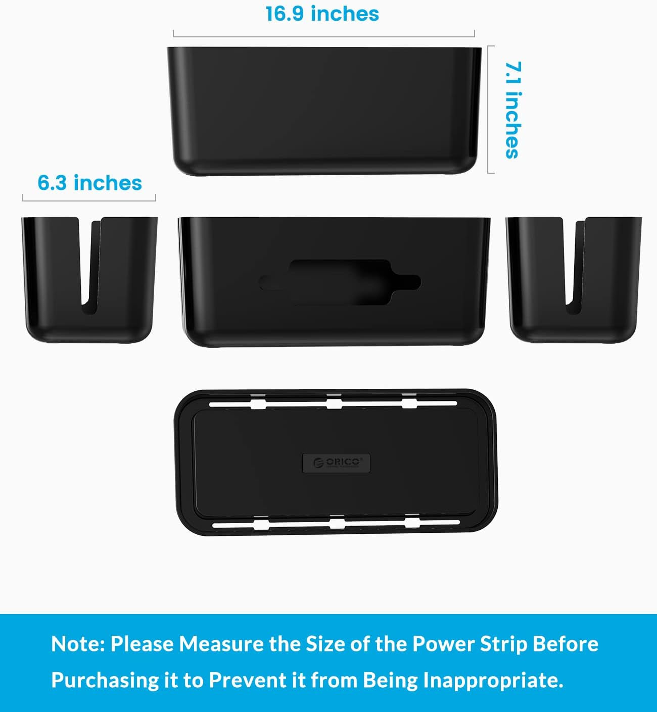 Cable Management Box,  Cable Organizer Box with Phone Stand, 16.9 X 7.1 X 6.3 Inches Wire Cable Hide Box for Power Strips, Surge Protectors, Chargers, Adapters - Extral Large
