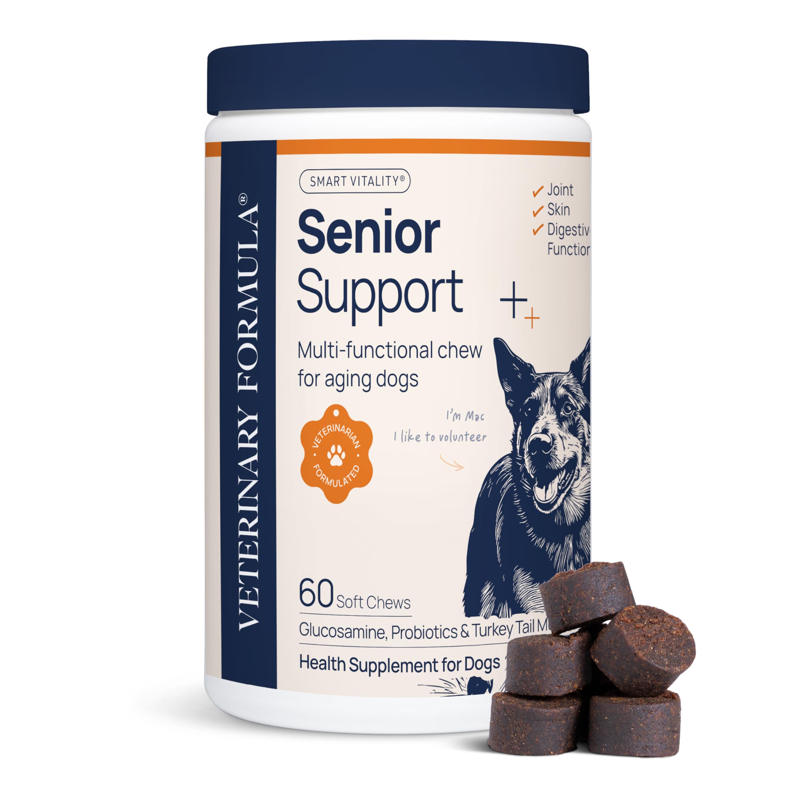 Veterinary Formula Anal Gland Support for Dogs – Vet-Formulated No Scoot Chews with Pumpkin, Ginger, Agave Inulin & Probiotics – Supports Scooting, Stool Quality & Digestive Health, 60 Soft Chews