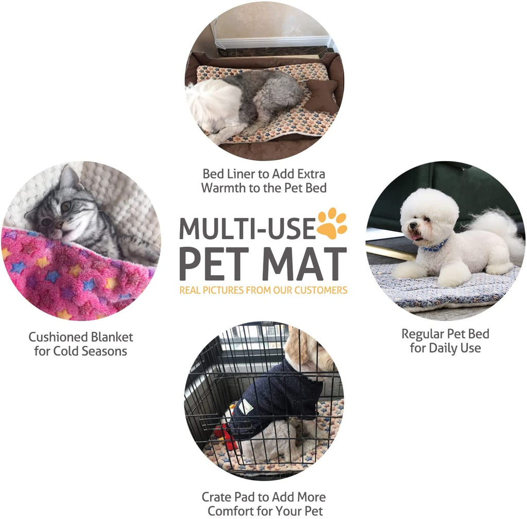 Dog Crate Pad - Ultra Soft Pet Bed with Cute Star Print, Washable Mat for Large Medium Small Dogs, Reversible Fleece Kennel Liner, Cat Bed 23 X 18 Inch Brown