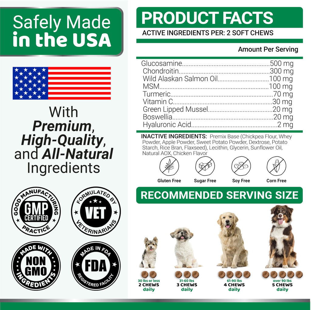 Hemp Calming Chews for Dogs - 240 Treats - Advanced Dog Calming Chews - Anxiety Relief Supplement Treats with Melatonin - Sleep Aid for Separation, Barking, Stress, Hip and Joint Support Made in USA