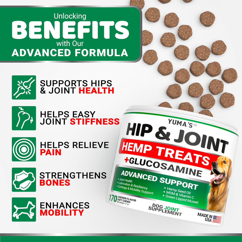 Hemp Calming Chews for Dogs - 240 Treats - Advanced Dog Calming Chews - Anxiety Relief Supplement Treats with Melatonin - Sleep Aid for Separation, Barking, Stress, Hip and Joint Support Made in USA