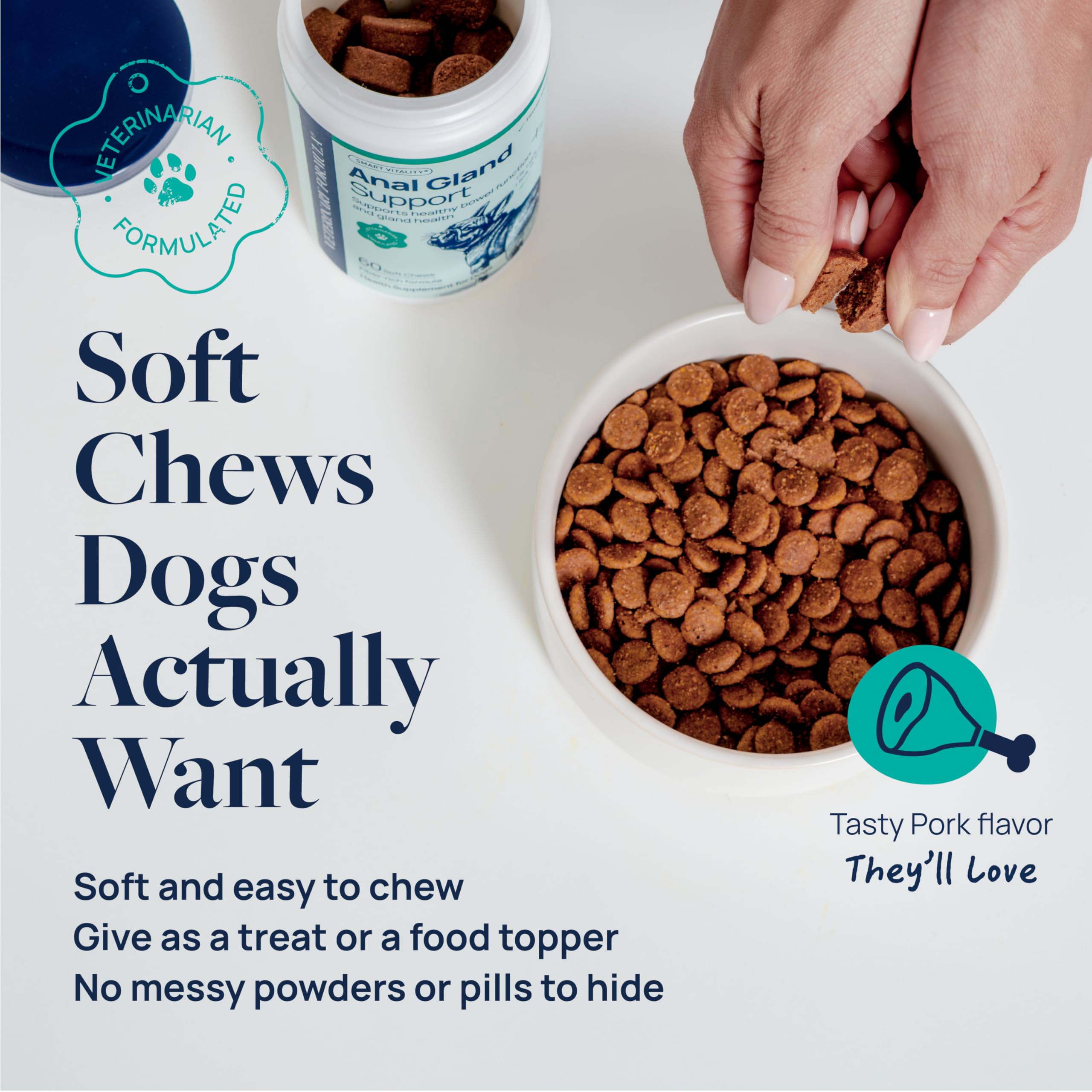 Veterinary Formula Anal Gland Support for Dogs – Vet-Formulated No Scoot Chews with Pumpkin, Ginger, Agave Inulin & Probiotics – Supports Scooting, Stool Quality & Digestive Health, 60 Soft Chews