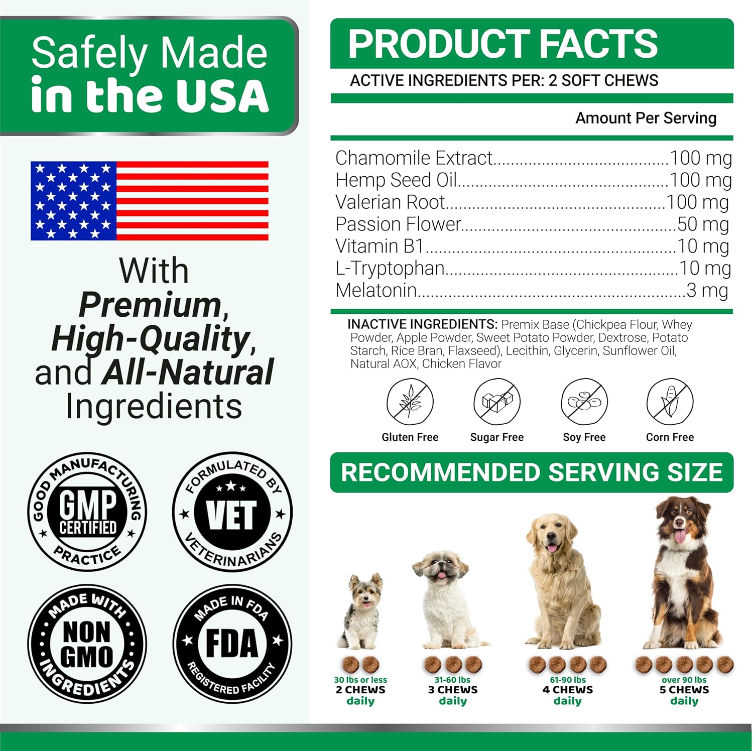 Hemp Calming Chews for Dogs - 240 Treats - Advanced Dog Calming Chews - Anxiety Relief Supplement Treats with Melatonin - Sleep Aid for Separation, Barking, Stress, Hip and Joint Support Made in USA
