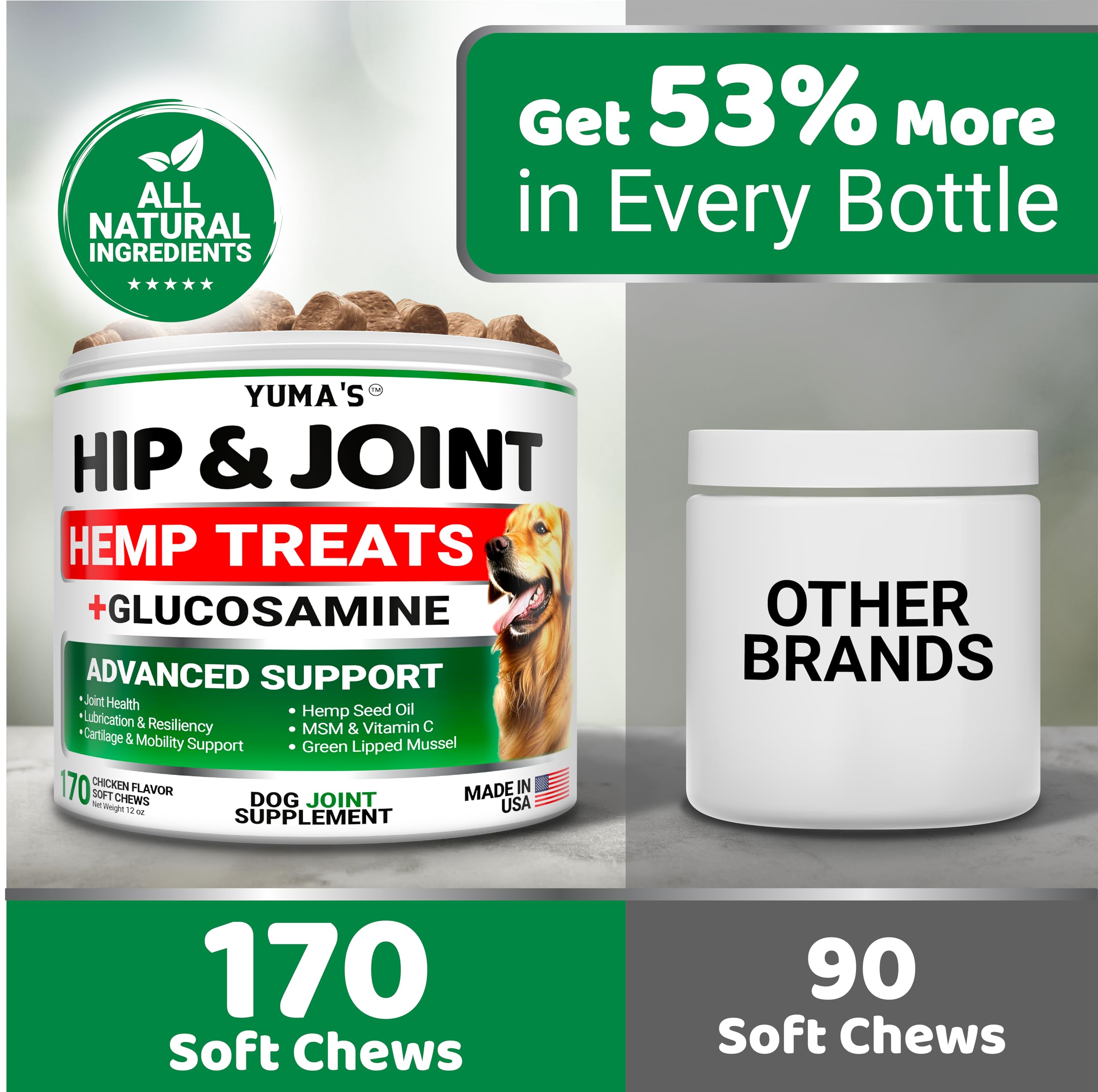 Hemp Calming Chews for Dogs - 240 Treats - Advanced Dog Calming Chews - Anxiety Relief Supplement Treats with Melatonin - Sleep Aid for Separation, Barking, Stress, Hip and Joint Support Made in USA