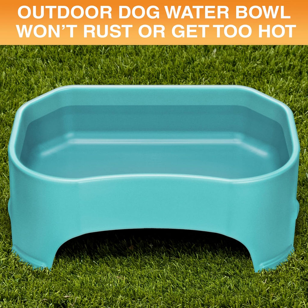 Extra Large Water Bowl for Dogs, Outdoor Dog Water Bowl (2.25 Gallon XL Capacity), Big Trough Style Food Dish for Indoors or Outside, No Spill Large Dog Bowls, Aquamarine