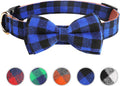Dog Bow Tie,  Dog Cat Collar with Bow Tie Buckle Light Plaid Dog Collar for Dogs Cats Pets Soft Comfortable,Adjustable (L, Blue)