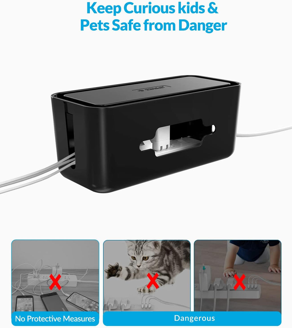Cable Management Box,  Cable Organizer Box with Phone Stand, 16.9 X 7.1 X 6.3 Inches Wire Cable Hide Box for Power Strips, Surge Protectors, Chargers, Adapters - Extral Large
