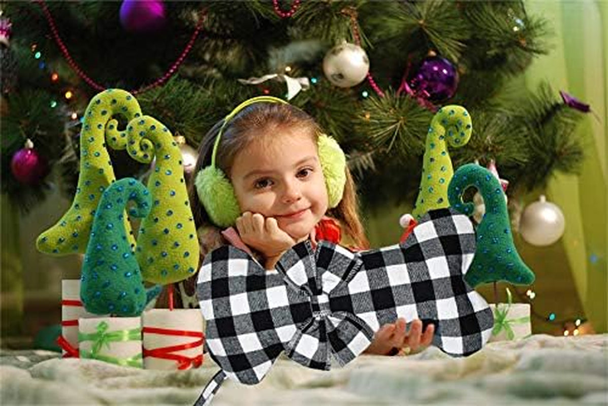 2 Pack Pet Dog Christmas Stockings Classic Buffalo Black White Plaid Large Bone Shape Hanging Christmas Stocking for Dogs Pets