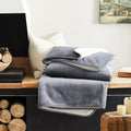 Waterproof Dog Blanket 79X59 In, Soft Pet Pee Proof Throws for Couch Sofa Bed, Travel Blanket Reversible Plush Protector Cover for Small/Medium/Large Dogs Puppies Cats, Light Grey+White